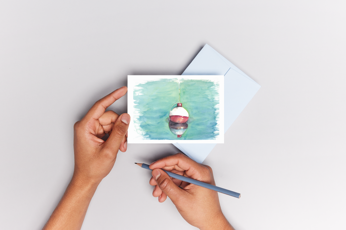 I’d Rather be Fishing -  Original watercolor design on a Greeting Card